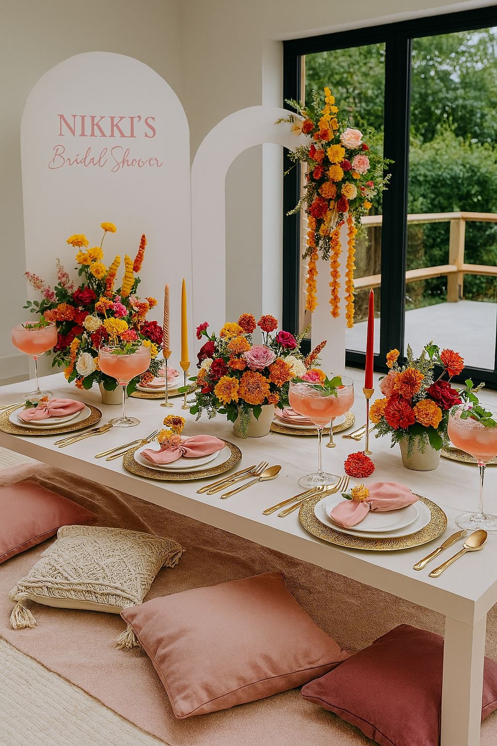 Beautifully styled wedding catering display